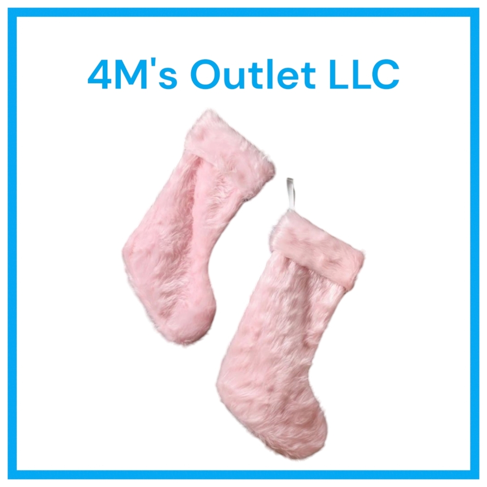 2 Pieces Faux Fur Pink Christmas Stockings